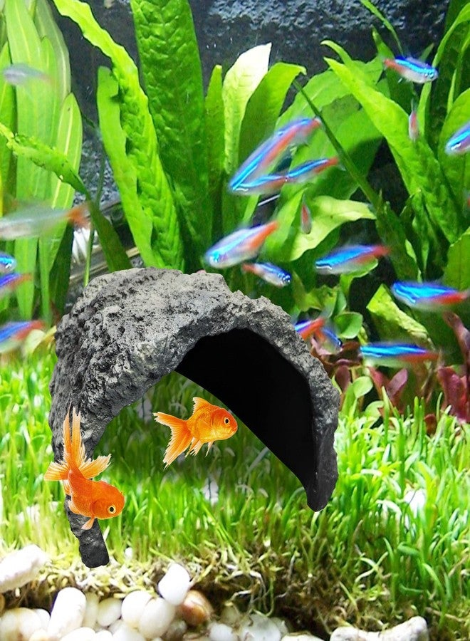 Oooct Extra Large Reptile Rock Hide Cave, Resin Cave, Aquarium Decorations Accessories, Lizard Turtle Fish Hide Habitat 10.23x9.44x5.7 Inches - Image 3